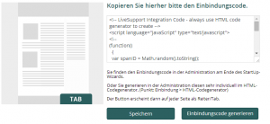 Einbindungscode im Plugin: Einbindung in die komplette Webseite