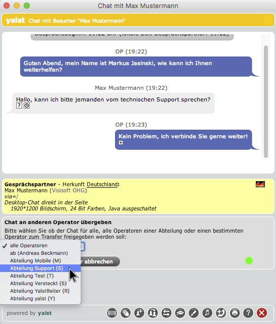 Transfer in eine andere Abteilung