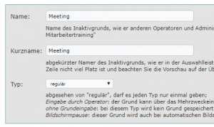 Konfigurierbare Inaktivgründe