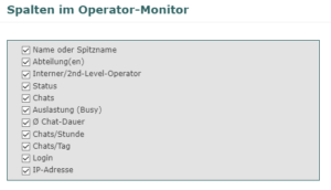 Auswahl der Informationen im Operator-Monitor