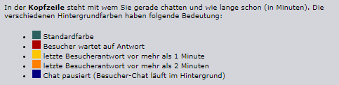 Farben im Operator-Chatfenster